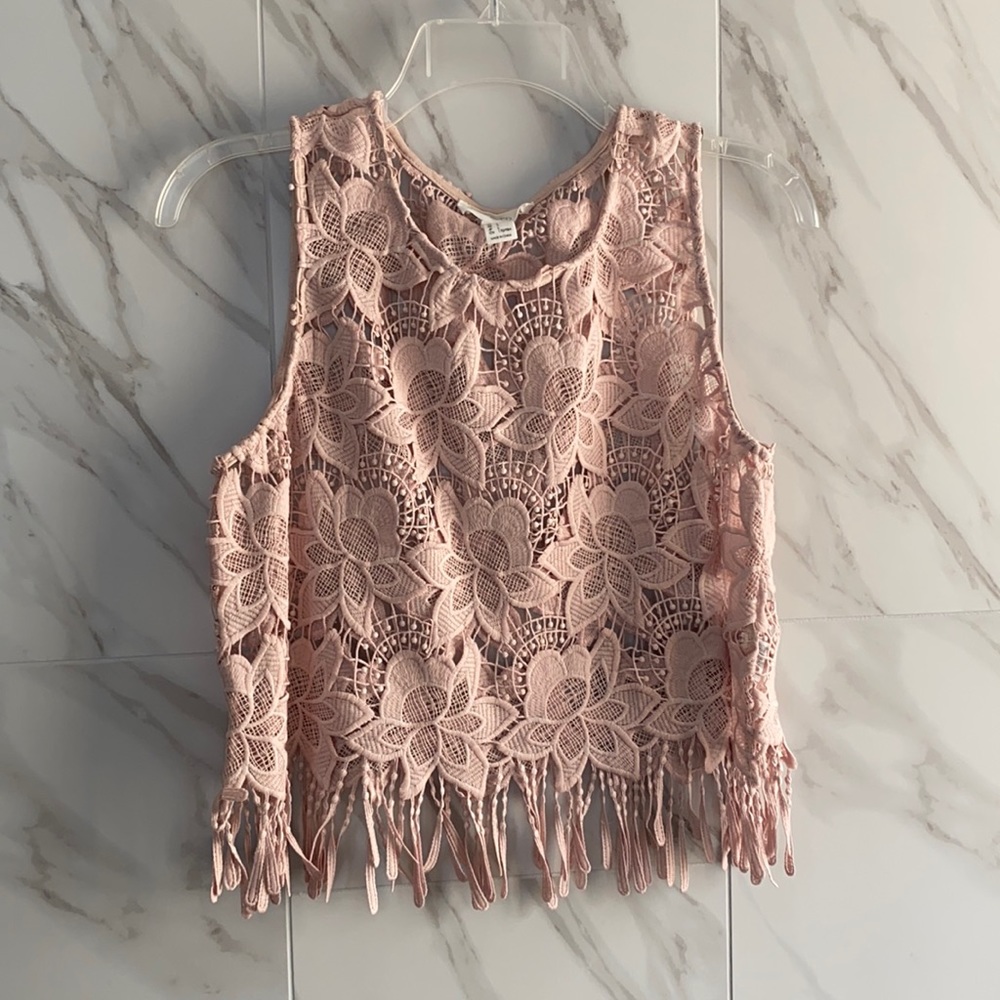 pink lace tank top
